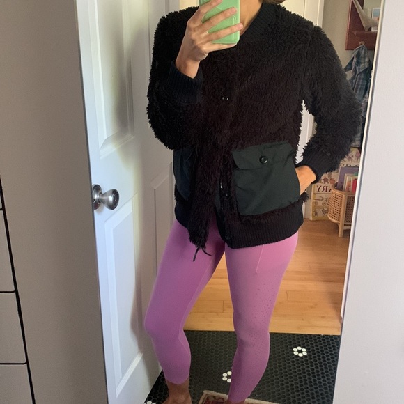 Burton Black Fleece zip/button up jacket/coat, size small - Picture 8 of 8